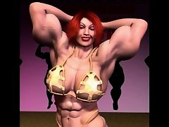 female muscle growth gold bikini on Watchteencam.com