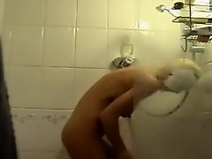 Orgasm caught in the shower on Watchteencam.com