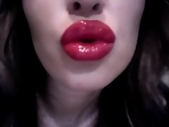 Red Lipstick Gloss Kisses on Watchteencam.com