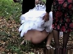 Bride needs help with dress to not piss on it on Watchteencam.com