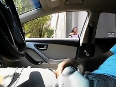 Dude flashes his black cock inside car on Watchteencam.com