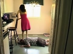 Brutal trampling in the kitchen on Watchteencam.com