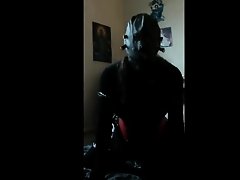 Sissy with PVC fetish and gimp mask dry humping and cumming on a PVC pillow on Watchteencam.com