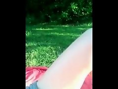 Relaxing outdoor flashing my girls pussy for the first time on Watchteencam.com