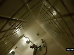 My stepmom soaping and fingering in the shower on Watchteencam.com