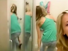 Two girl girlfriends in a changing room on Watchteencam.com