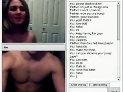 Drunk teen playing with 2 guys on Chatroulette on Watchteencam.com