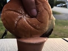 Sluty double mcgangbang gets dipped in the sauce. on Watchteencam.com